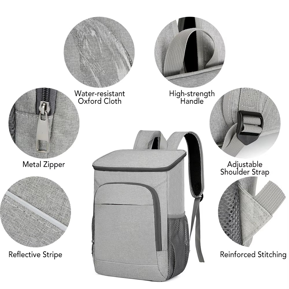 Mochila Enfriadora 30L Impermeable y Aislada – Bolsa Térmica Portátil para Almuerzos, Viajes, Camping, Senderismo, Picnic y Playa | Mochila Nevera Resistente y Antifugas con Gran Capacidad para Bebidas y Alimentos – Ideal para Aventuras al Aire Libre